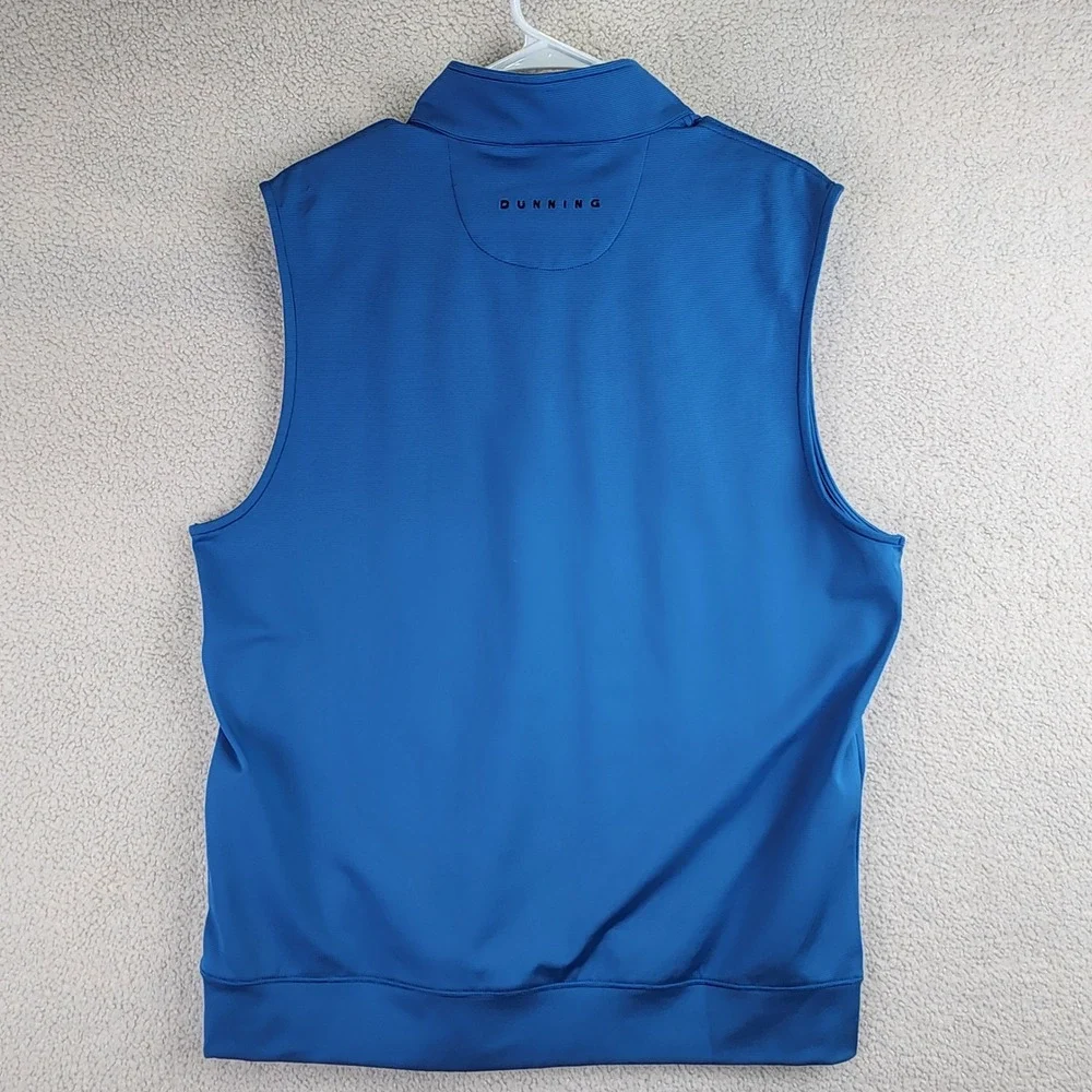 Dunning‎ Golf Quarter Zip Performance Vest Mens M Blue Ribbed Mock Neck 2374